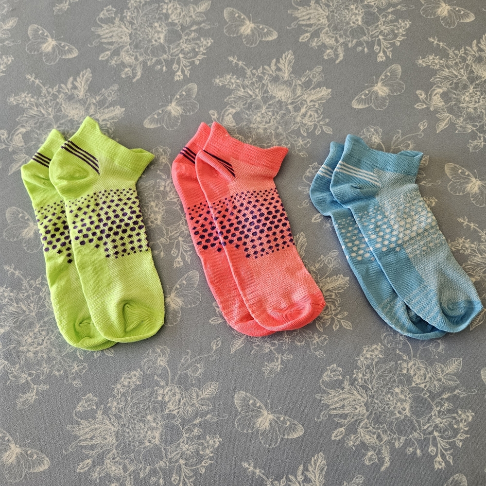 Women’s No-Show Athletic Socks - Lime, Coral, and Teal (3-Pack)
